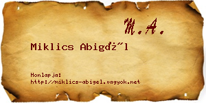 Miklics Abigél névjegykártya